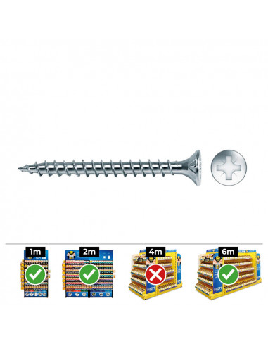 Boîte de 1000 vis à bois pz fraisées din/ref vlox 3.5x25 acier zinqué + lubr. celo