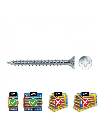 Boîte de 200 vis à bois pz fraisées din/ref vlox 3.5x30 acier zinqué + lubr. celo
