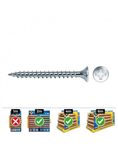 Boîte de 500 vis à bois pz fraisées din/ref vlox 4.5x20 acier zinqué + lubr celo