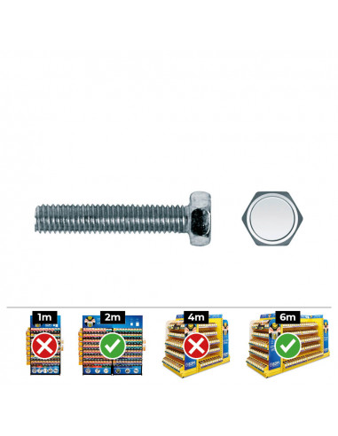 Boite de 250 vis metriques hexagonales din/ref 933 6x25 acier zinqué celo