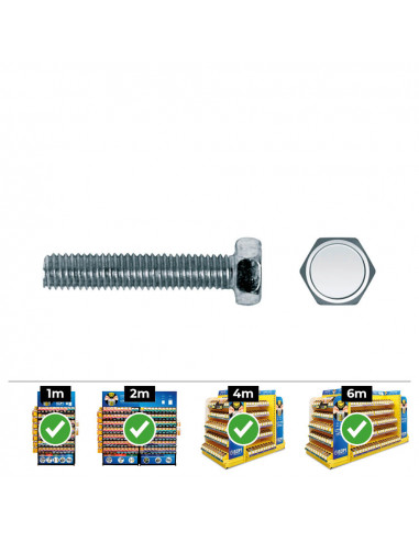 Boite de 100 vis metriques hexagonales din/ref 933 8x30 acier zinqué celo