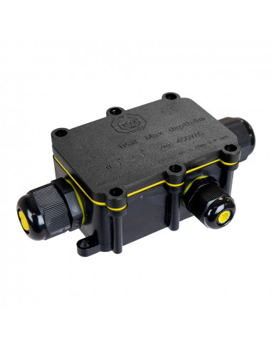 Boitier de raccordement 3 brins pour luminaires ip68 outdoor 8x5,2x3,7cm black series (retractilé) solera bk-3p