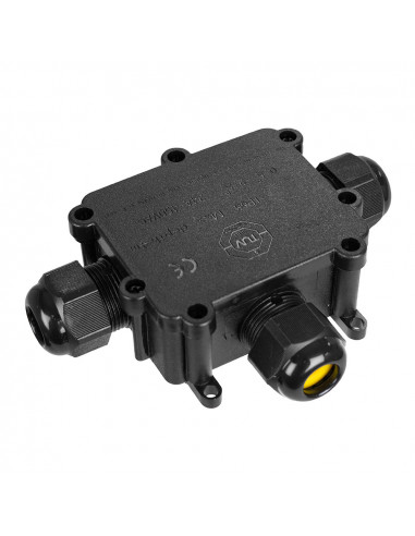Boitier de raccordement 3 brins pour luminaires ip68 outdoor black series. dimensions 9,3x7,3x3,8cm. (retractilé) solera bk-3pt