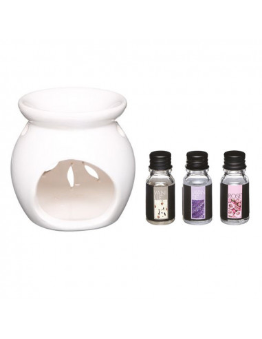 Kit 3 parfums avec bruleur, style floral.
