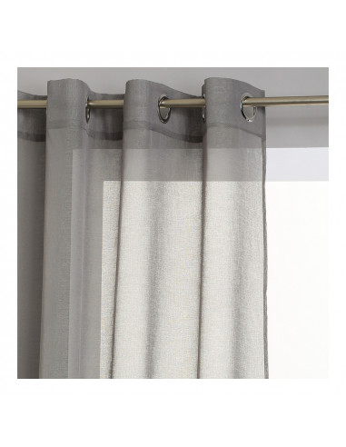 Voilage couleur marron avec oeillets, polyester, 240cmx140cm