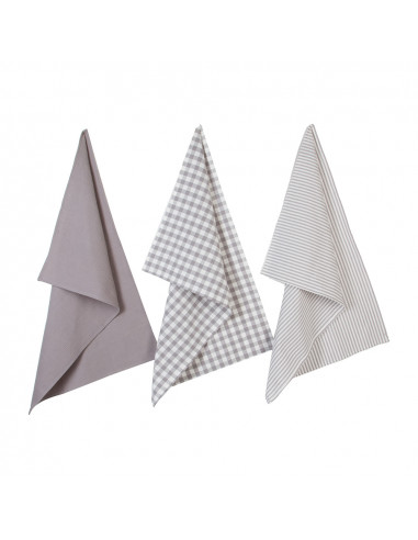 Pack de 3 torchons de cuisine, coton, 45x70cm.