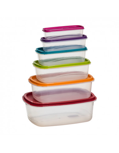 Pack 6 tuppers modèle colors.