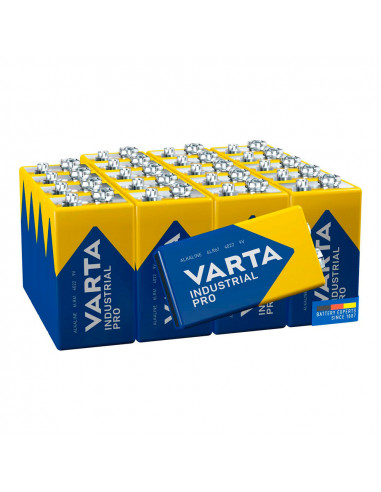 Pack de 20 piles 9v - 6lr61 varta industrial pro 26,5x17,5x48,5mm