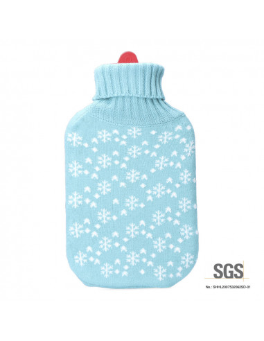 Sac à eau chaude bleue flocons blancs 2 l