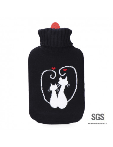 Sac à eau chaude noire modèle chats amoureux 2 l