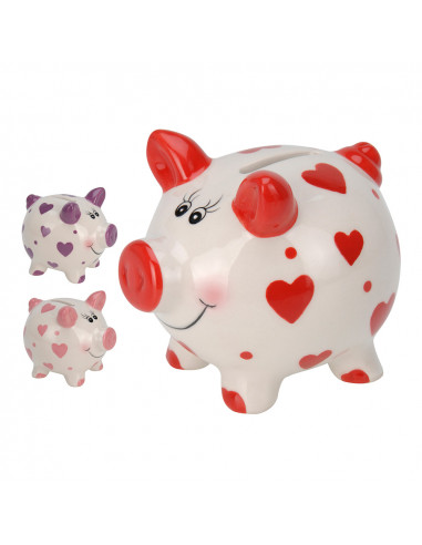 Tirelire petit cochon avec coeurs