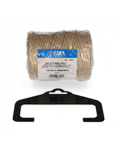 Fil naturel de jute, biodégradable 3 avec bobine 220g/60mts edm