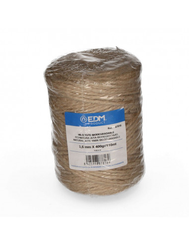 Fil naturel de jute, biodégradable 3 avec bobine 400g/110mts edm