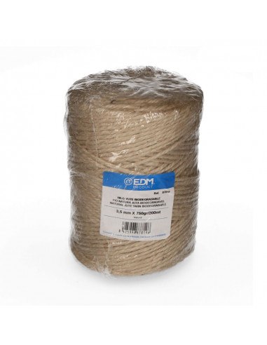 Fil naturel de jute, biodégradable 3 avec bobine 750g/200mts edm