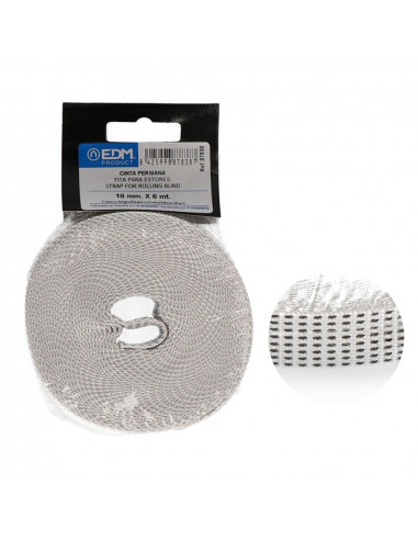 Sangle compacte volet roulant 6mts - largeur 18 mm - blanc-noir.