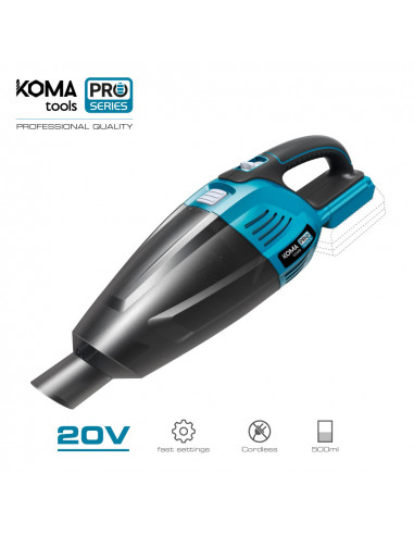 Aspirateur 20v (sans batterie et chargeur) 45.5x13.5cm koma tools pro series battery