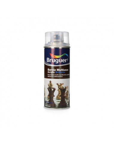 Vernis multi-usage acrylique brillant, en spray, incolore, 0.4l - 5198006 bruguer.