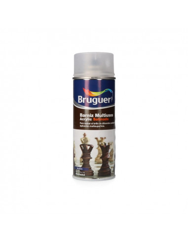 Vernis multi-usage acrylique satiné, en spray, incolore, 0.4l - 5198008 bruguer.