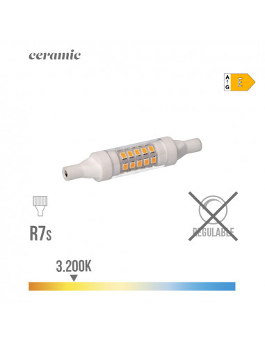 Ampoule led lineaire 78mm r7s 5.5w 600lm 3200k lumière chaude base ceramique ø1.5x7.8cm edm