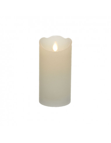 Bougie intérieur led ø7,5x15cm couleur blanche. finition rustique blanc chaud clair