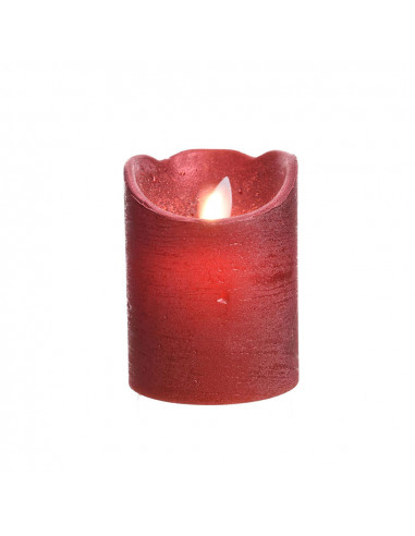 Bougie intérieur led ø7,5x10cm couleur rouge finition métallisée lumière blanche chaud