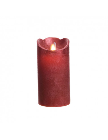 Bougie intérieur led ø7,5x15cm couleur rouge finition métallisée lumière blanche chaud