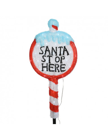 Silhouette panneau stop santa avec piquet pour jardin, 93cm