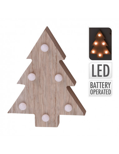 Figurine en bois décorative pour noel avec leds 10x3x13cm