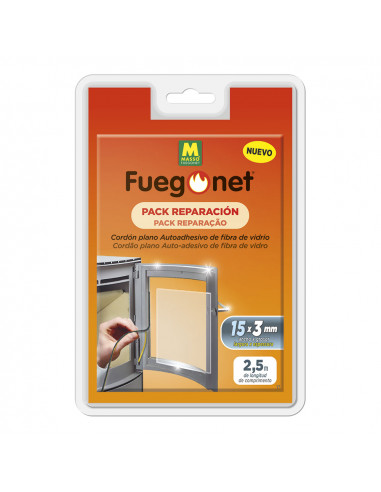 Kit de réparation fuego net cordon plat autoadhésif en fibre de verre 15x3mm - 2.5m fuegonet - masso.