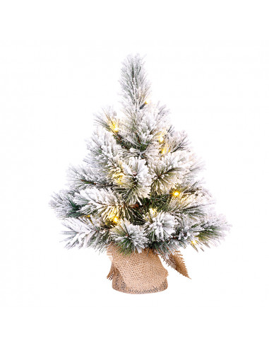 Mini arbre de noel effet givre avec led incluse. 23x45cm