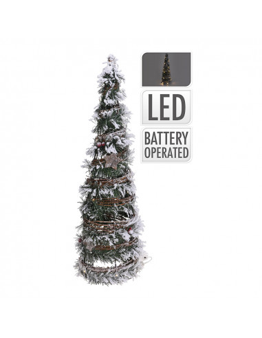 Sapin de noel en rotin avec 30 leds - 60cm