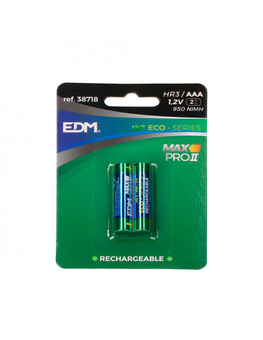 Pile rechargeable eco-series edm aaa - lr03 950ma (emballage 2 unit) ø10,5x44,5mm