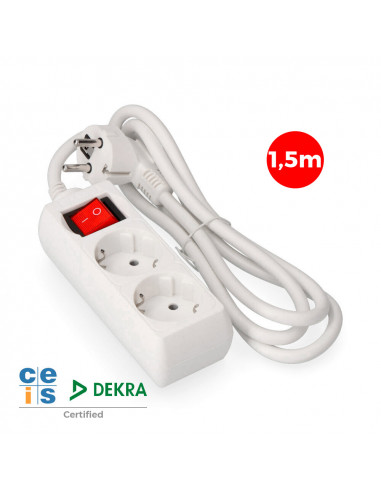 Multi-prise 2 bases schuko + interrupteur 1.5m 3x1,5mm edm