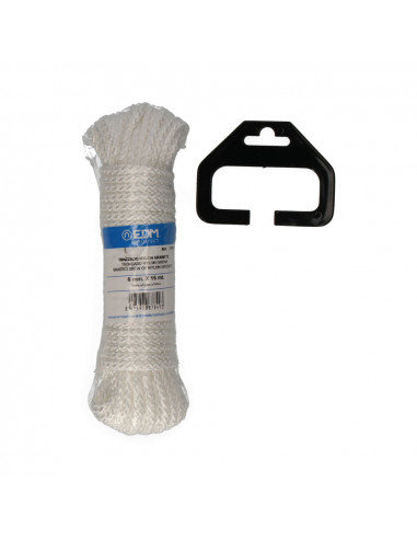 Écheveau tressé nylon 15mts blanc grenat edm