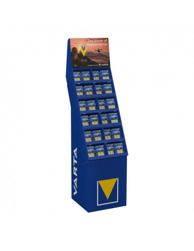 Presentoir carton piles varta "energy" 52 blisters de 6xaaa lr03 + 100 blisters de 6xaa lr06 varta 40x40x148cm