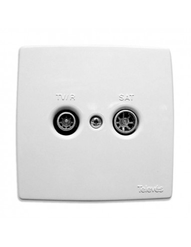 Embellisseur blanc plastique pour prise double televes