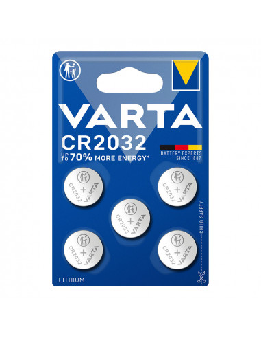 Pile bouton lithium cr2032 3v varta (emballage 5 unit) ø20,0x3,2mm