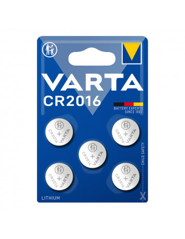 Pile bouton lithium cr2016 3v varta (blister 5 unit) ø20,0x1,6mm