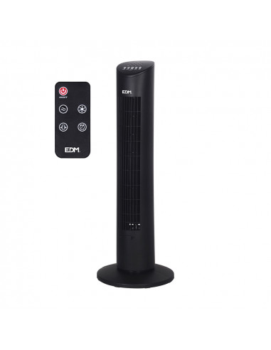 Ventilateur tour. puissance: 60w avec télécommande. edm noir 28x78.3cm