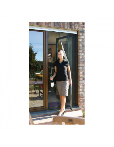 Moustiquaire couleur anthracite en rideau telescopique 95 x 220 cms.