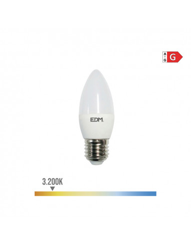Ampoule bougie led e27 5w 400lm 3200k lumière chaude ø3.6x10.3cm edm