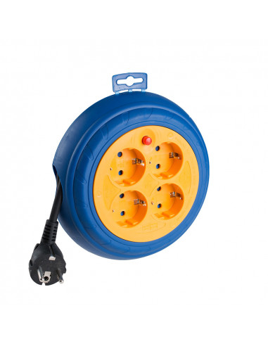 Enrouleur de cable 4 prises 3m de cable 3x1,5mm solera 7429