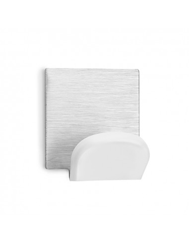 Support mural adhesif blanc avec base en inox (blister 2 unites) inofix