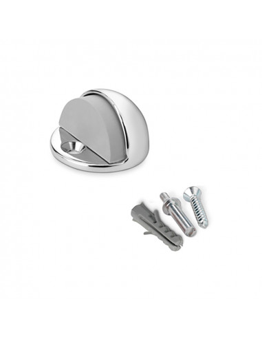 Butee porte metallique avec vis chromee (blister) inofix