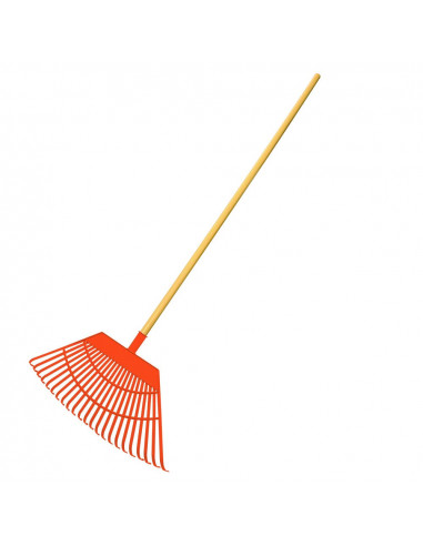 Grand râteau de jardin 55x31x116cm couleur orange edm