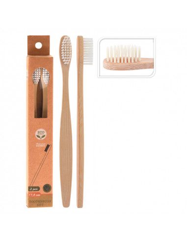 Brosse a dents manche bambou, fils nylon 2un
