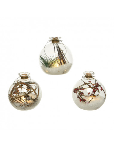 Boule led decorative avec elements naturels ø10cm