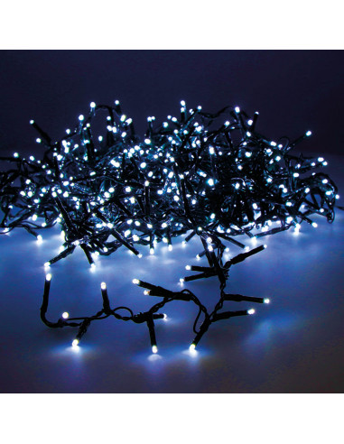 Guirlande led compacte clignotante vert-bleu 750 leds cable vert 21m