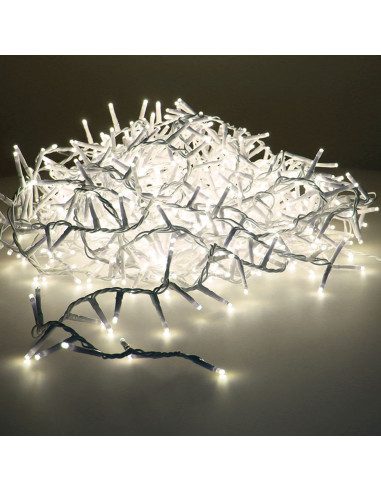 Guirlande led compacte clignottante blanc chaud 750l cable transparent 21m