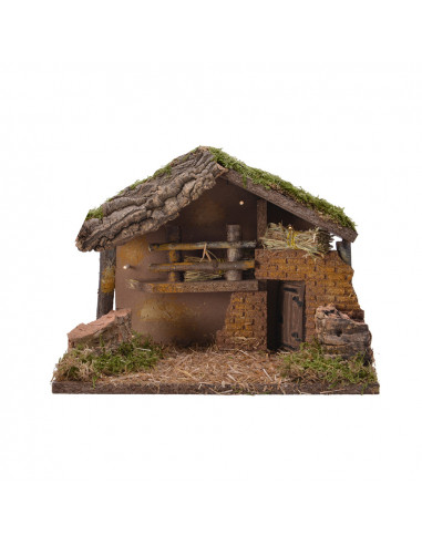 Maison pour montage creche avec led et mousse 32x16x24cm